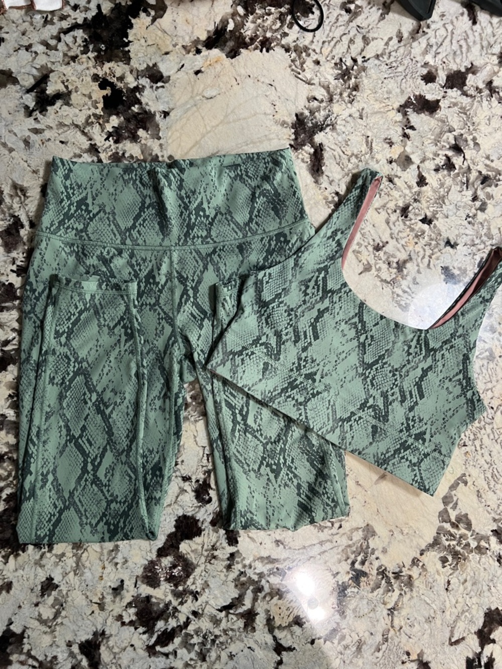 Women’s workout wear (2) pieces leggings and bra top snake skin print